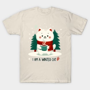 I Am a Winter Cat - Cute Cat design a with Chocolate on a cold winter T-Shirt